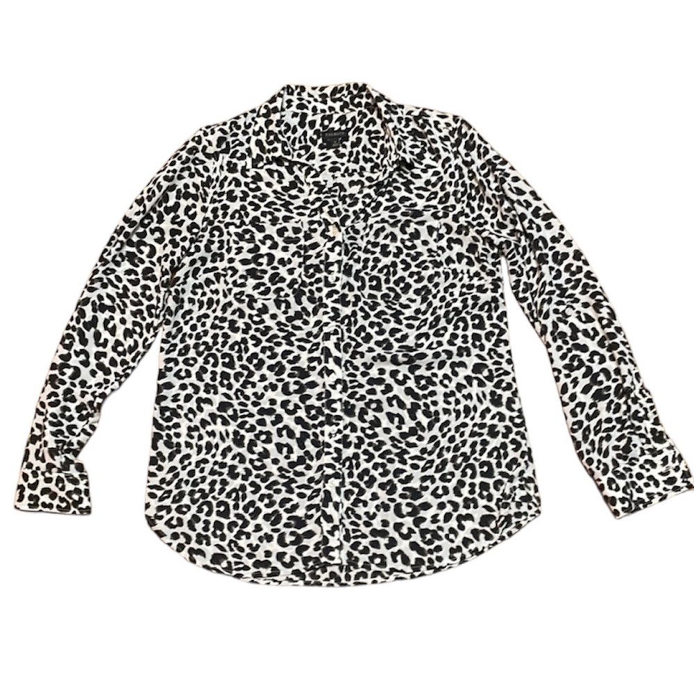 Talbots Sheer Long-sleeve Leopard Print Button Down Size:S